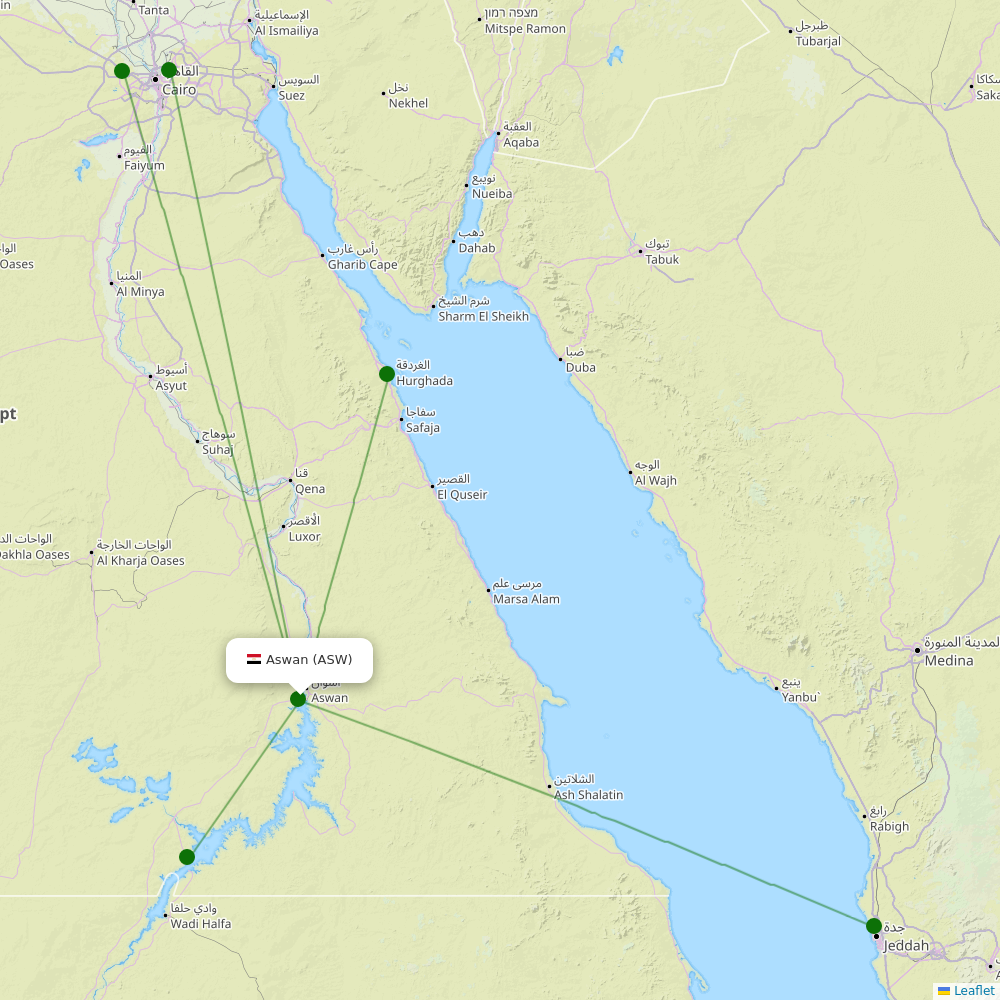 Aswan International destination map