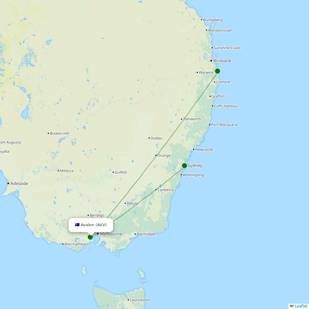 Route map Avalon  AVV airport