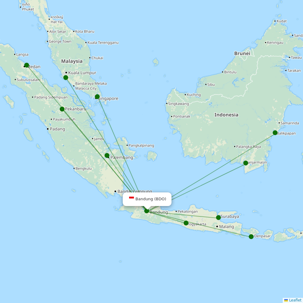 Route map over BDO airport
