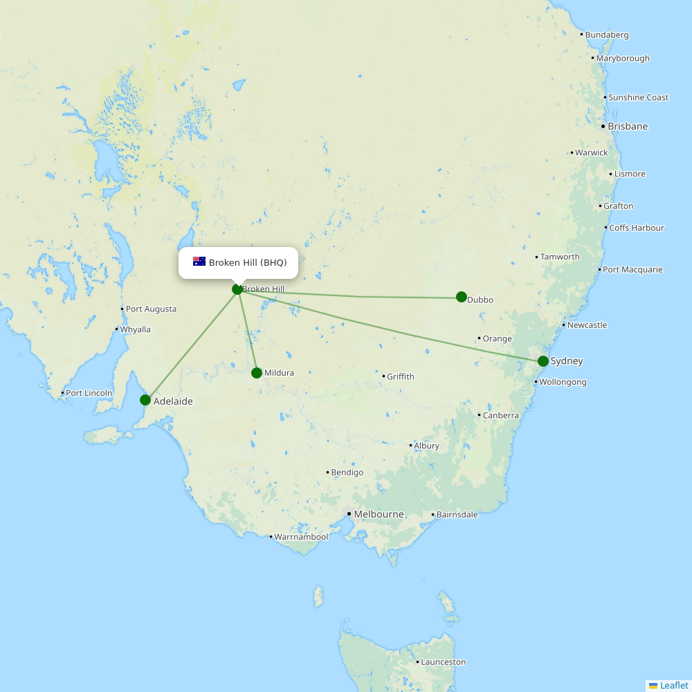 Route map over BHQ airport