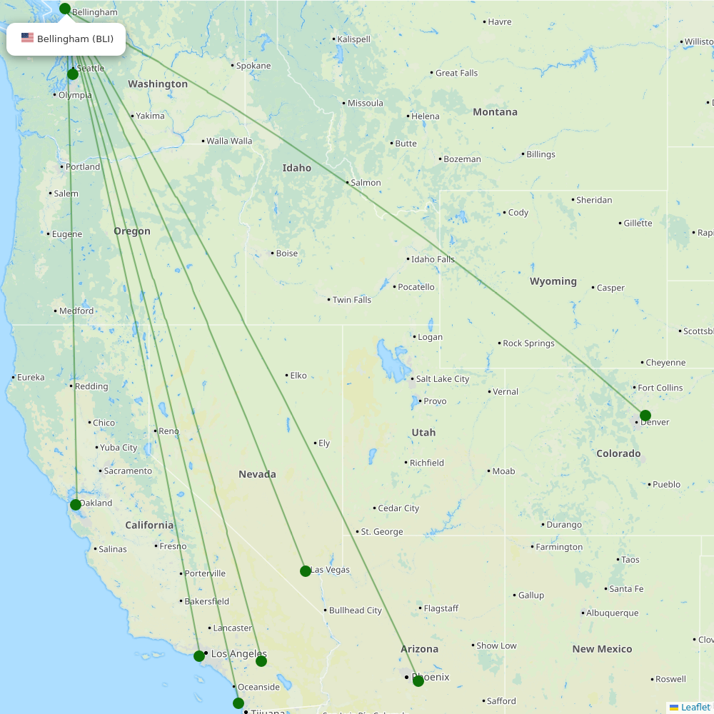 Route map over BLI airport