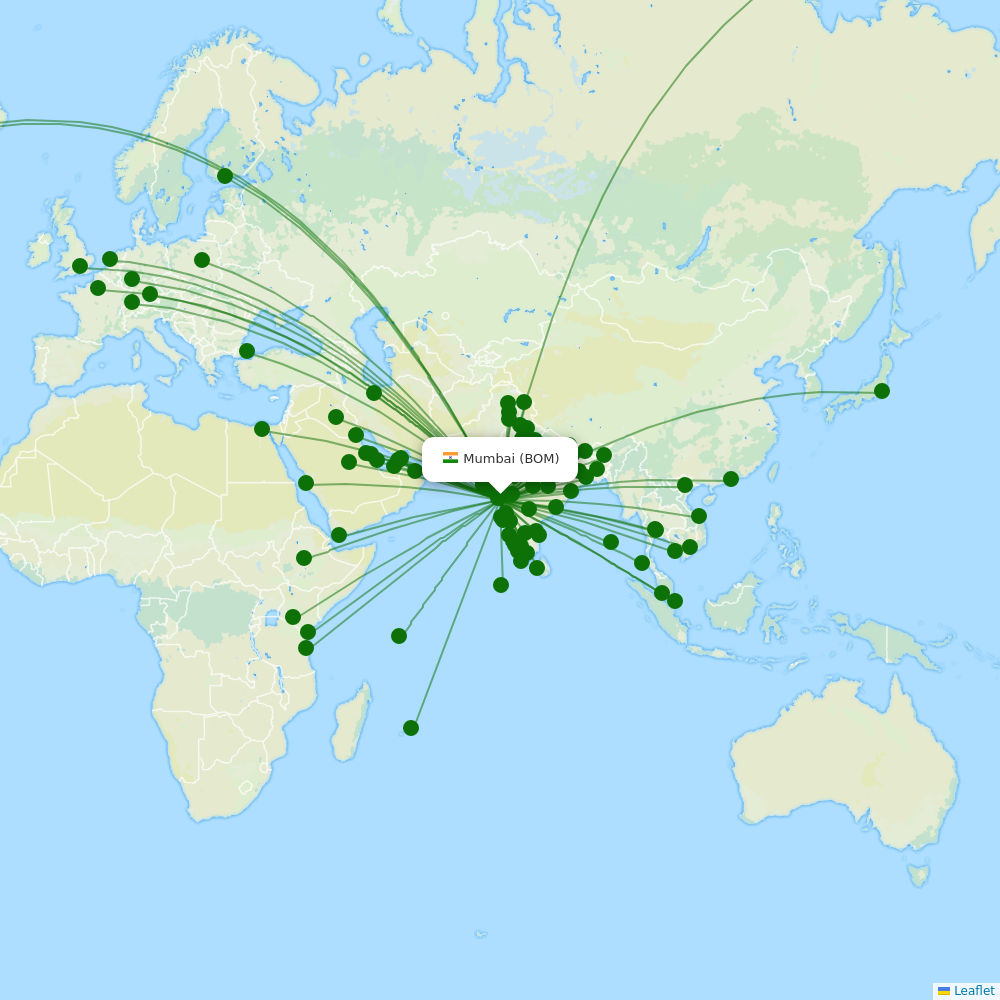 Chhatrapati Shivaji Maharaj International Airport destination map