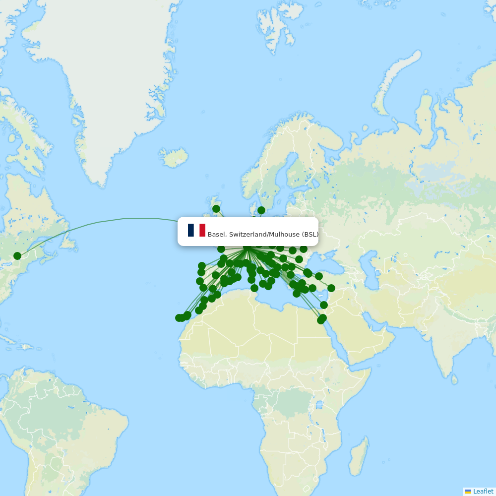 EuroAirport Basel Mulhouse Freiburg destination map