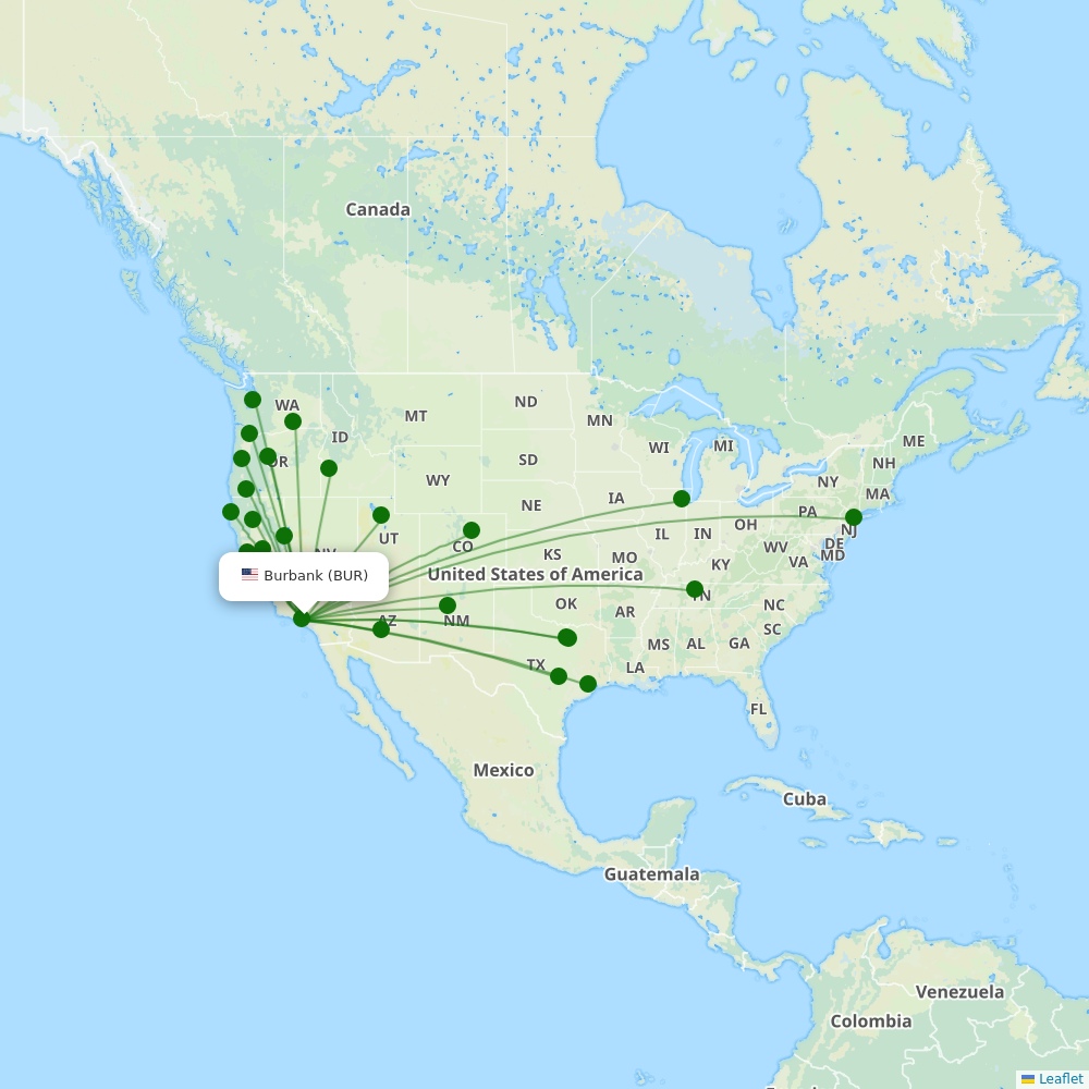 Route map over BUR airport