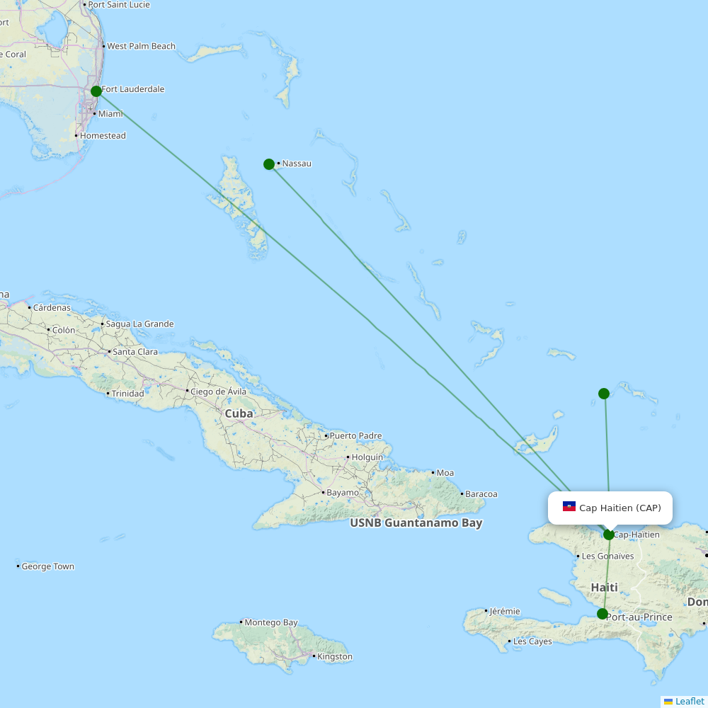 Route map over CAP airport