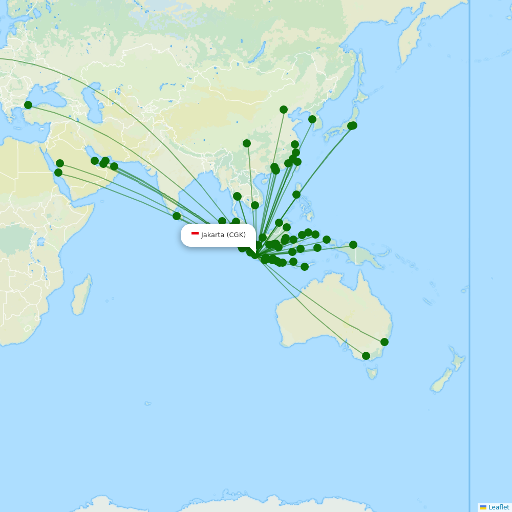 Route map over CGK airport