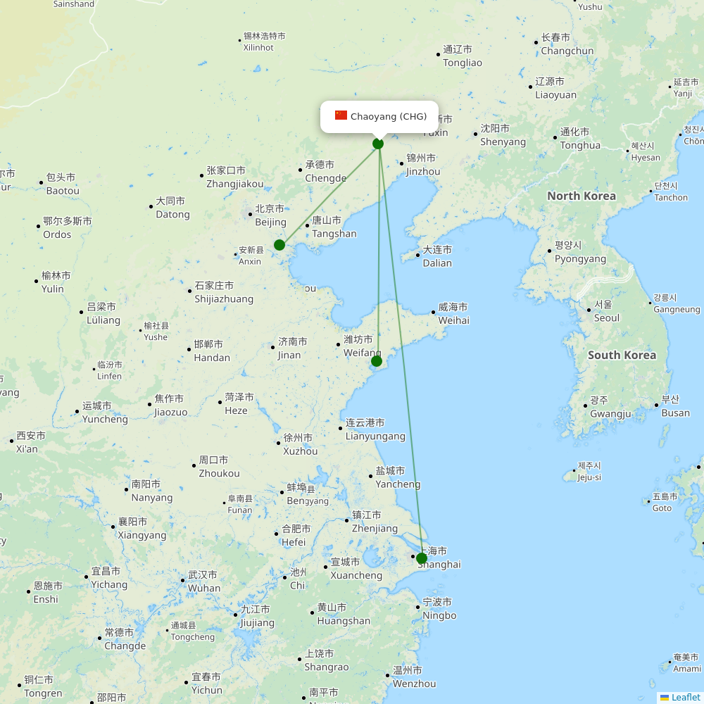 Route map over CHG airport