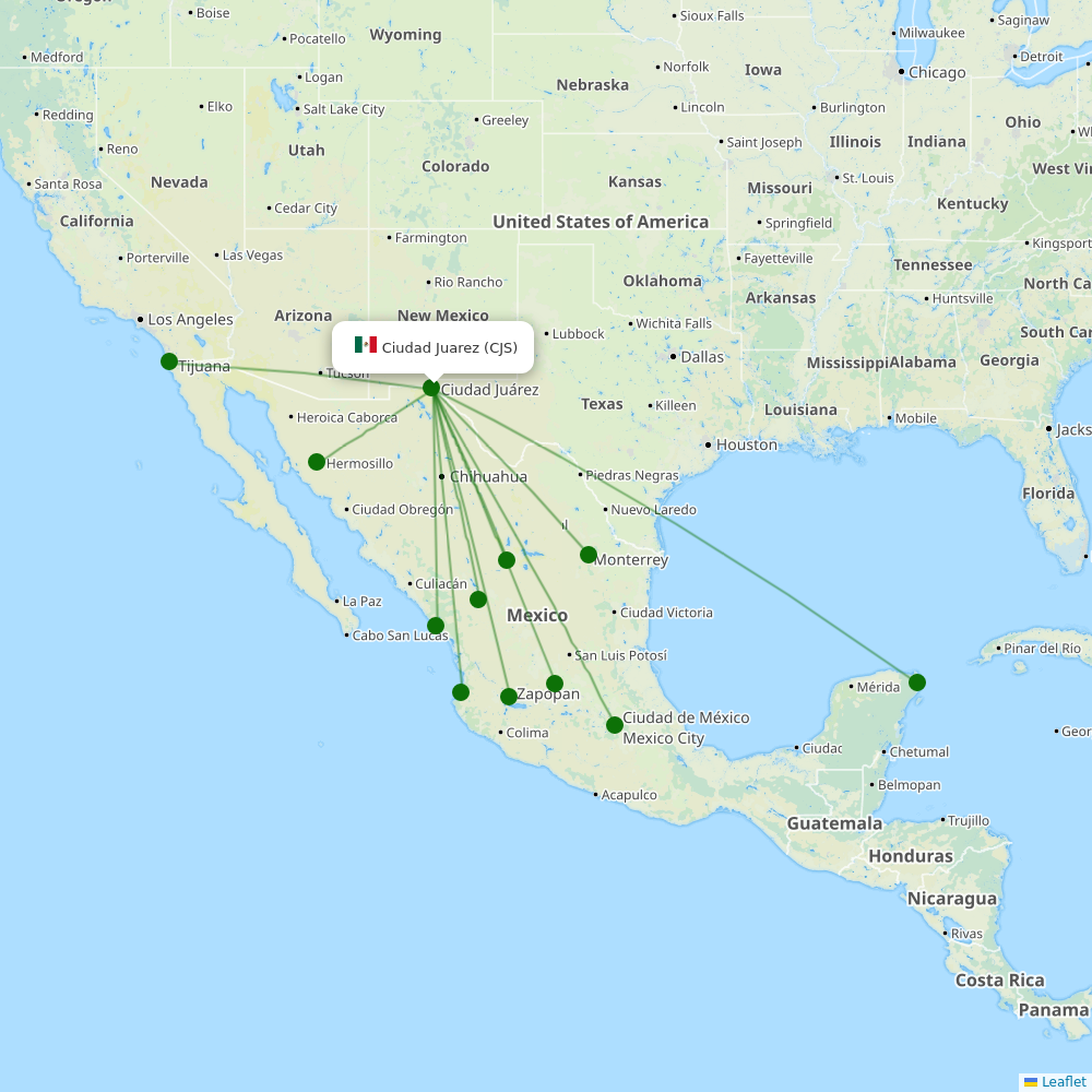 Abraham Gonzalez International destination map