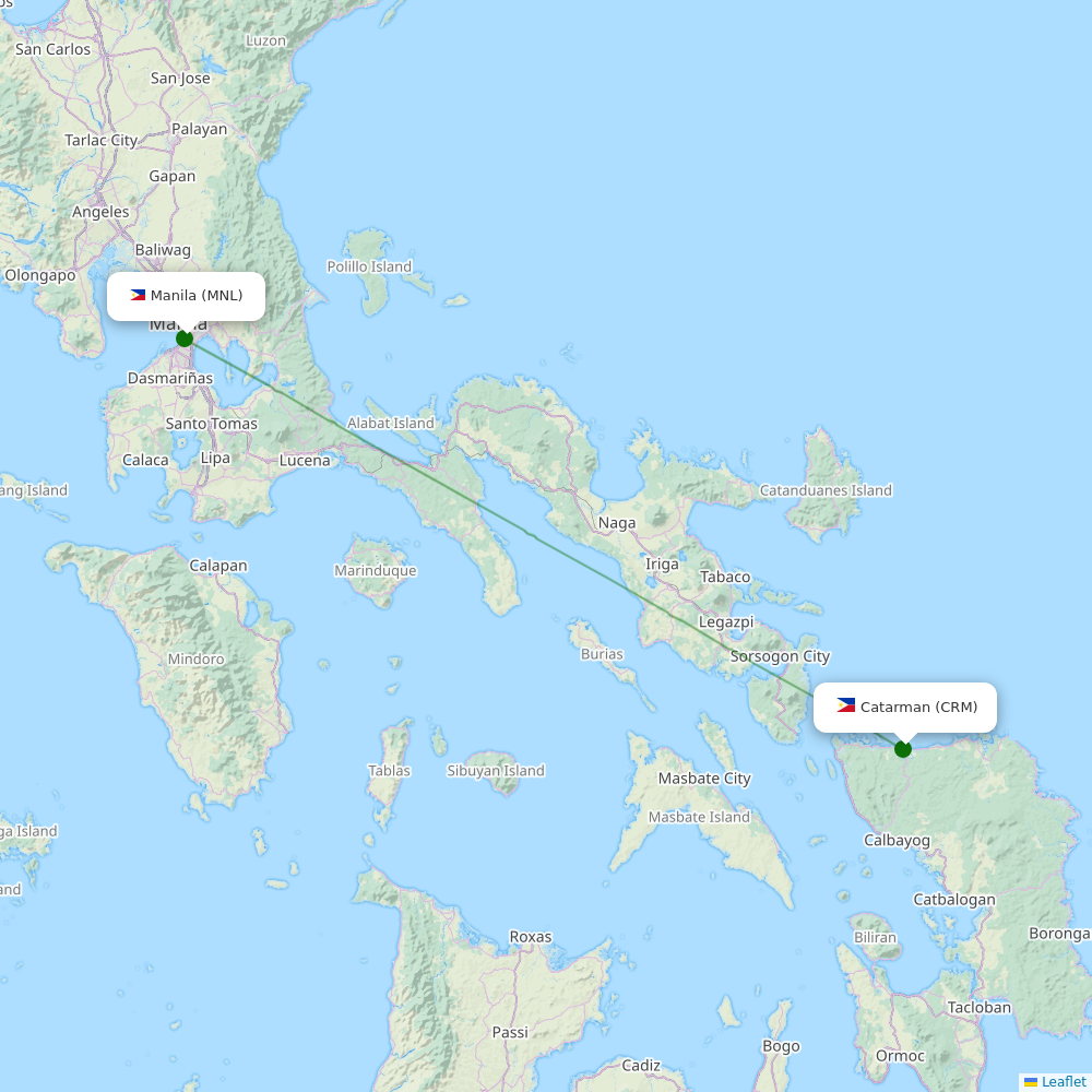 Catarman National Airport destination map