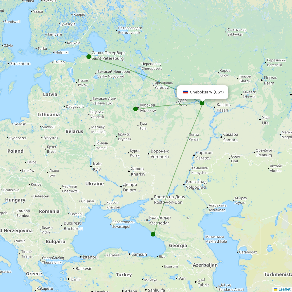 Route map over CSY airport