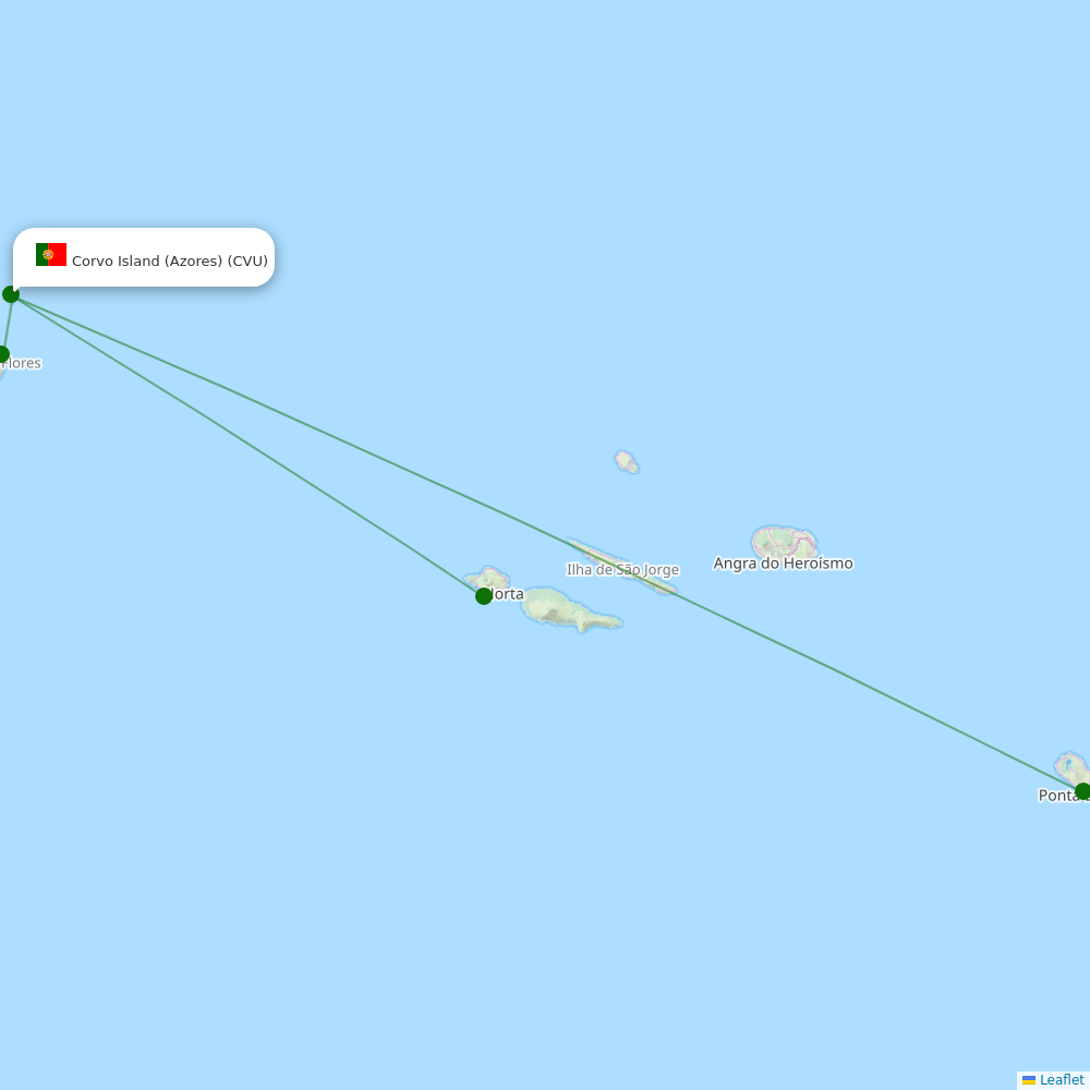 Route map over CVU airport