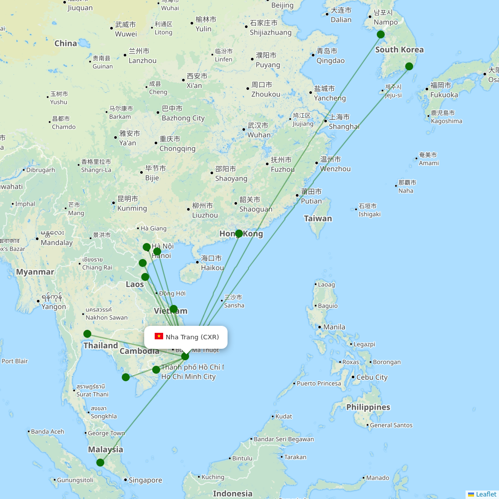 Route map over CXR airport