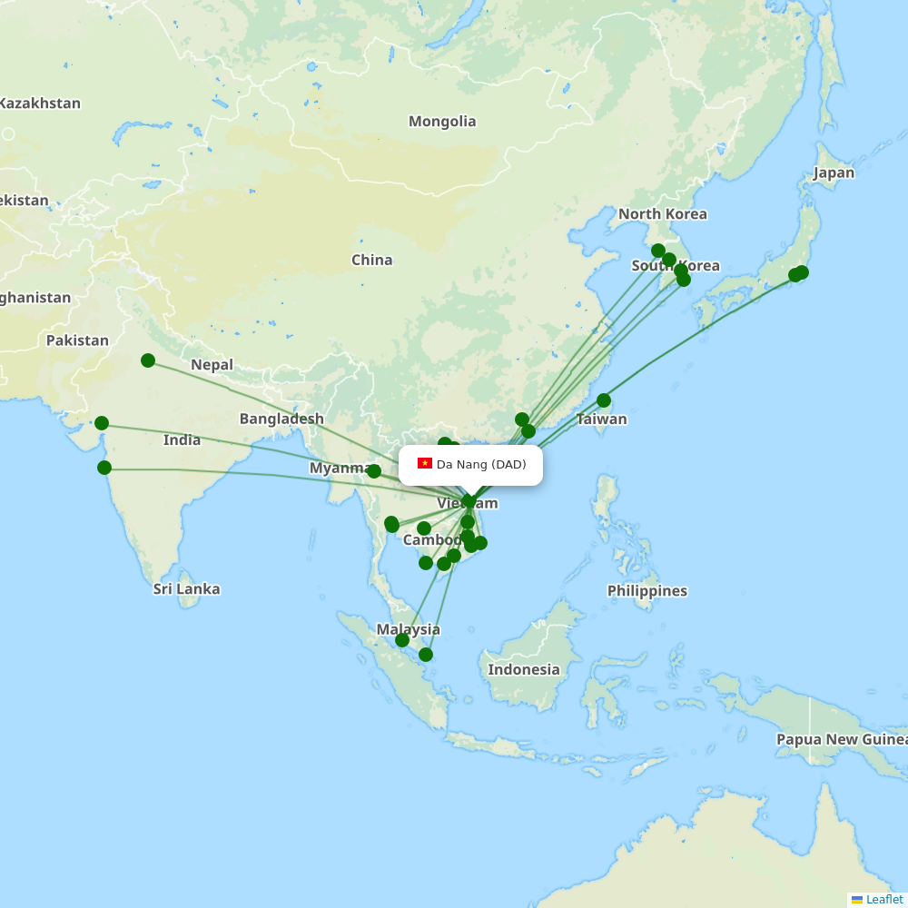 Route map over DAD airport