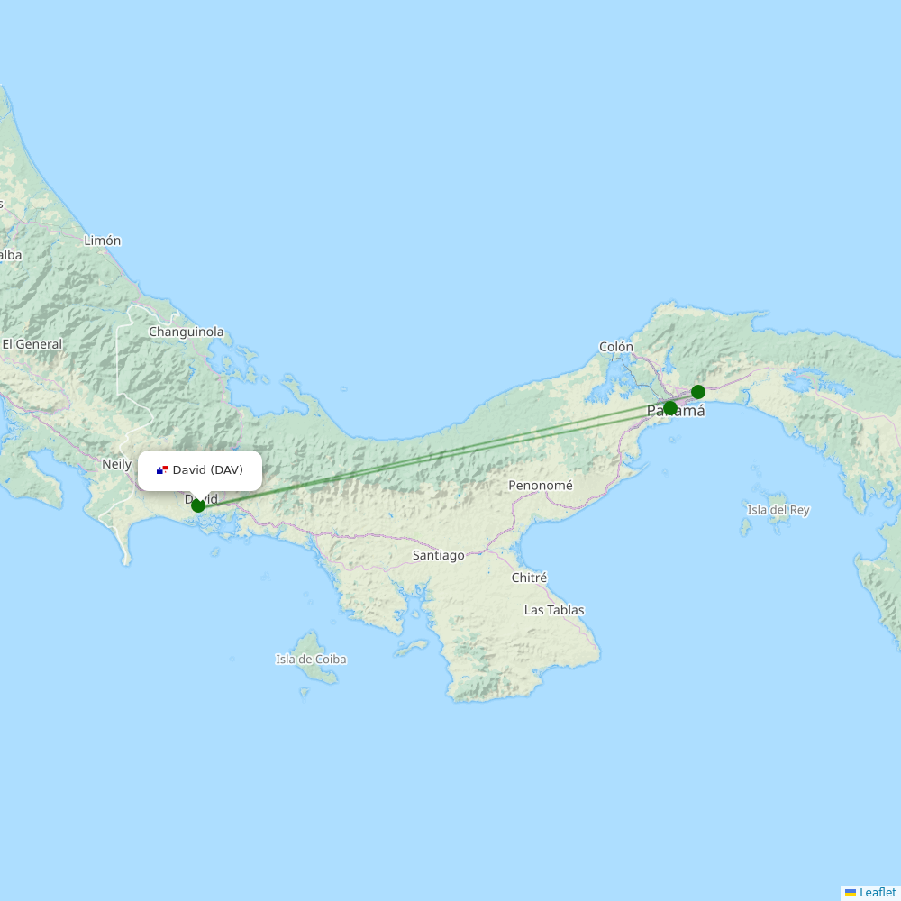 Route map over DAV airport