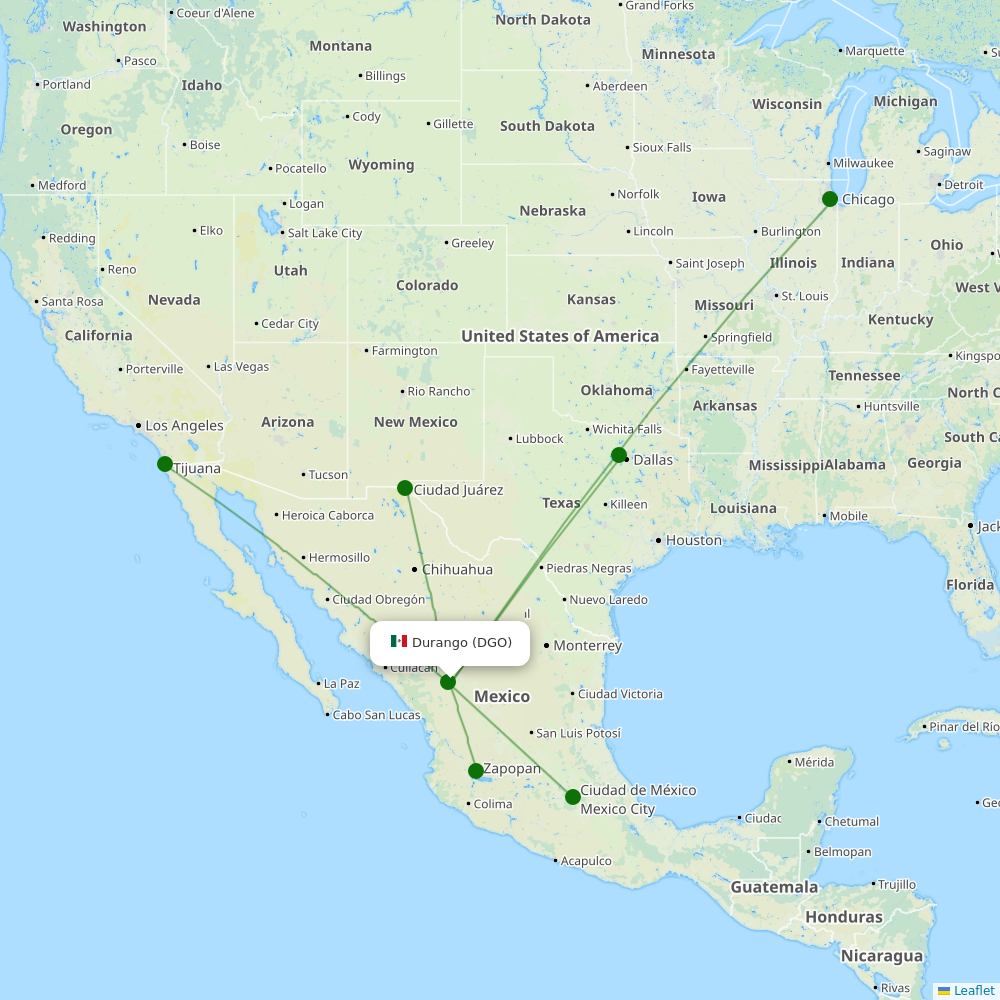 Route map over DGO airport