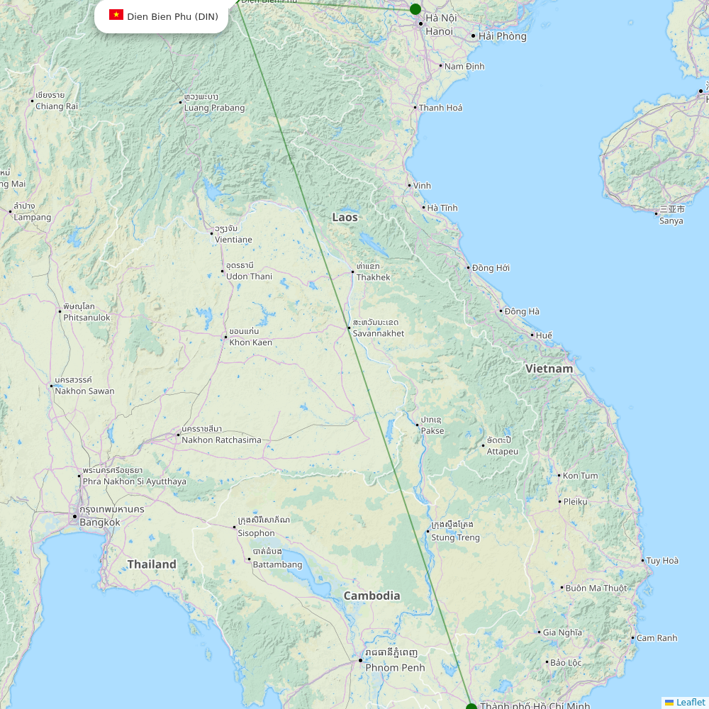 Route map over DIN airport