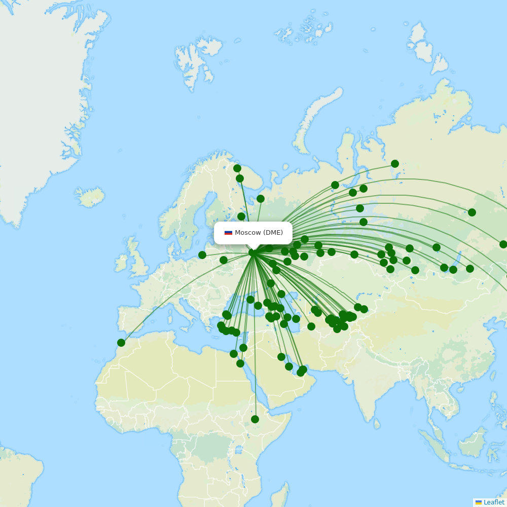 Route map over DME airport