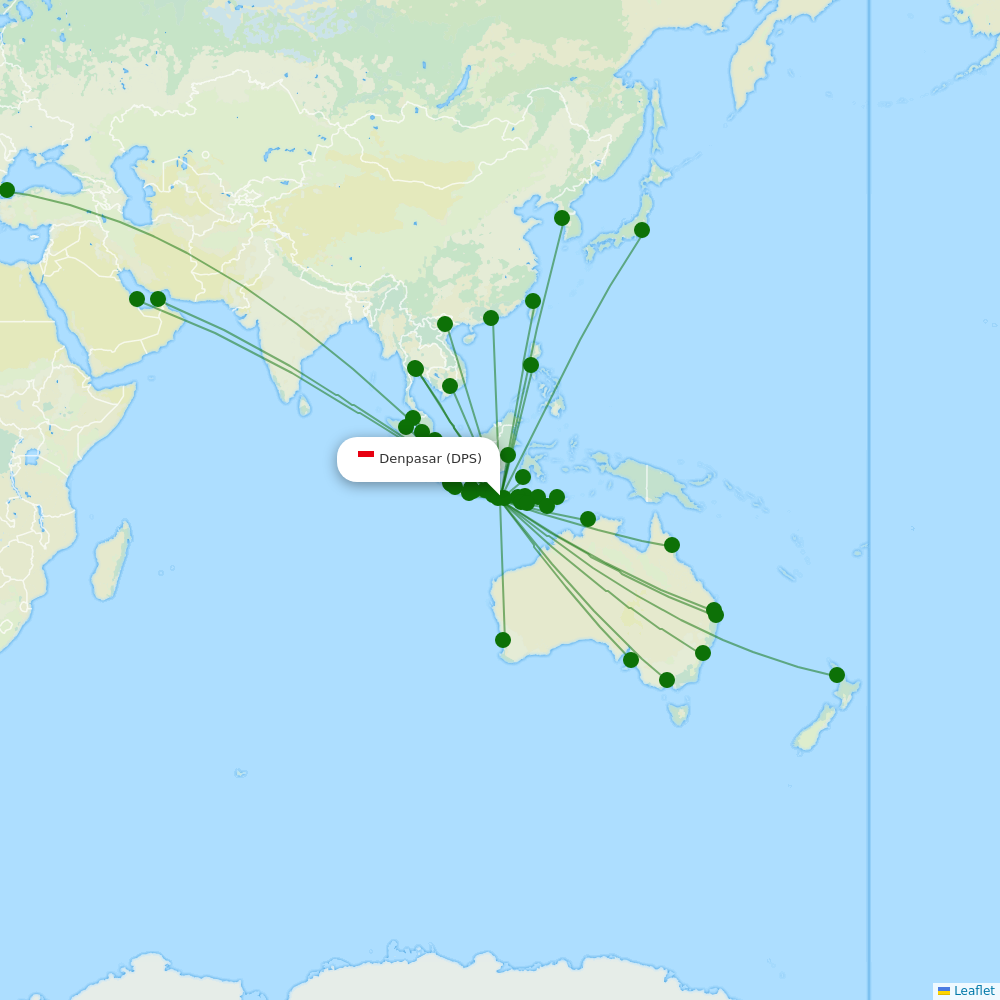 Route map over DPS airport