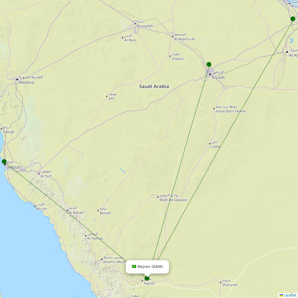 Route map over EAM airport