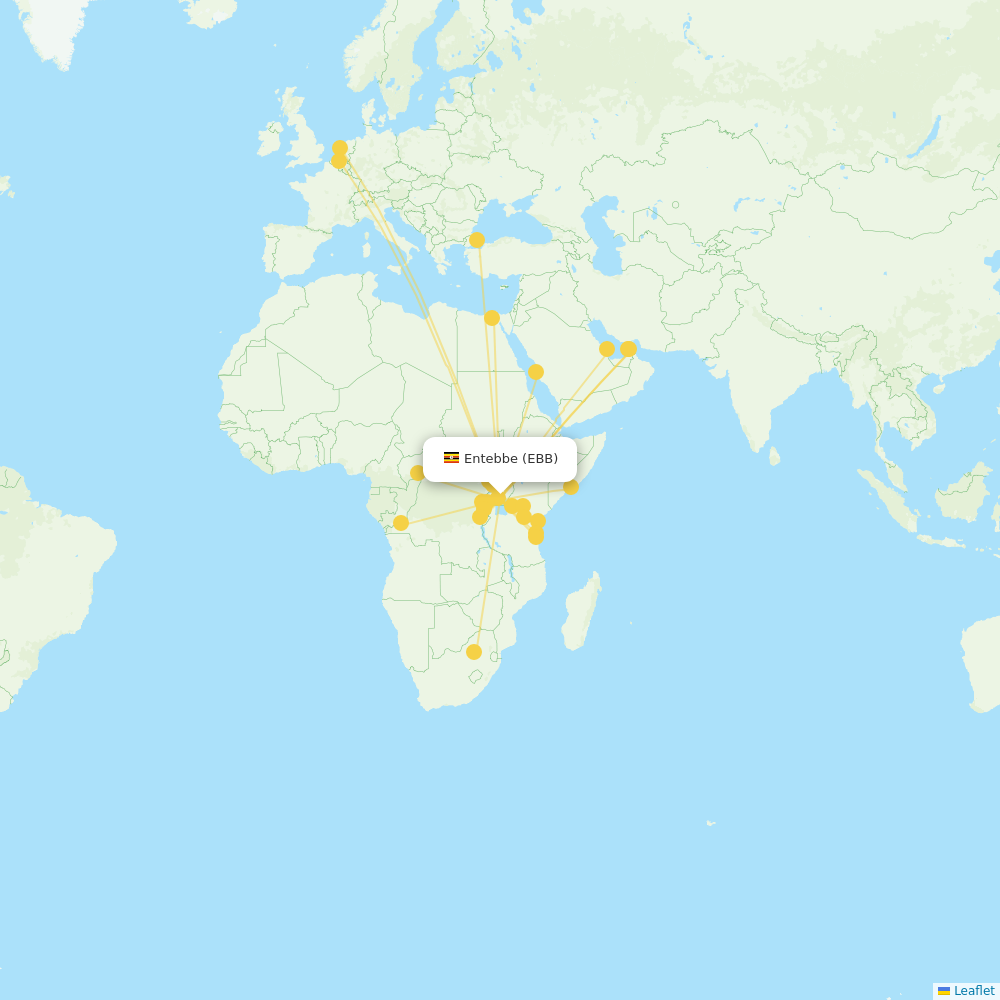 Entebbe International destination map