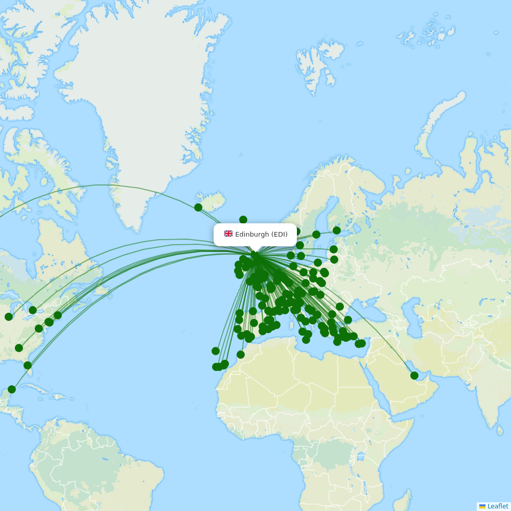 Edinburgh Airport destination map