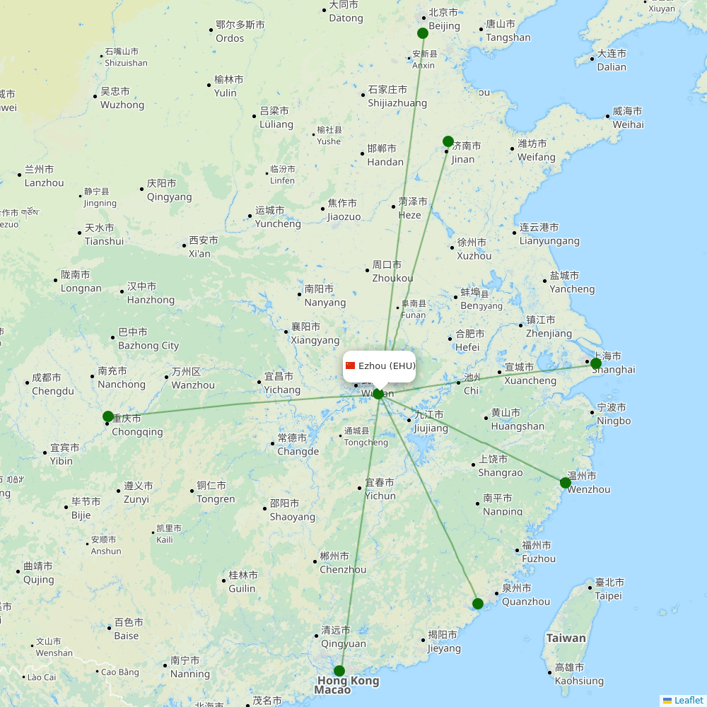 Ezhou Huahu Airport destination map