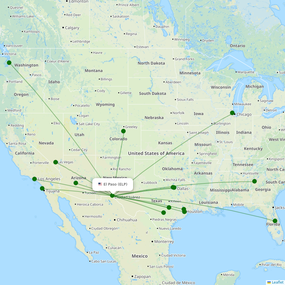 Route map El Paso  ELP airport