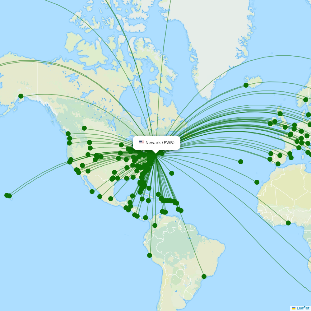 Route map over EWR airport