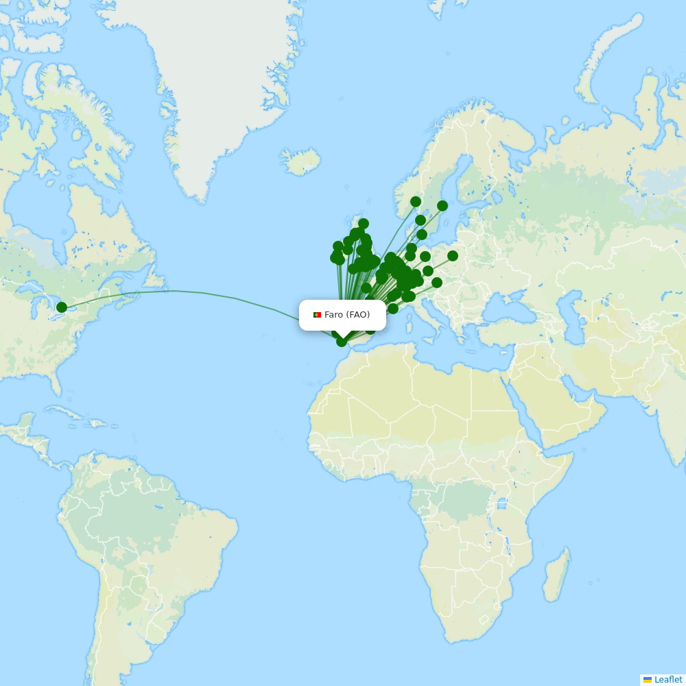 Faro Airport destination map