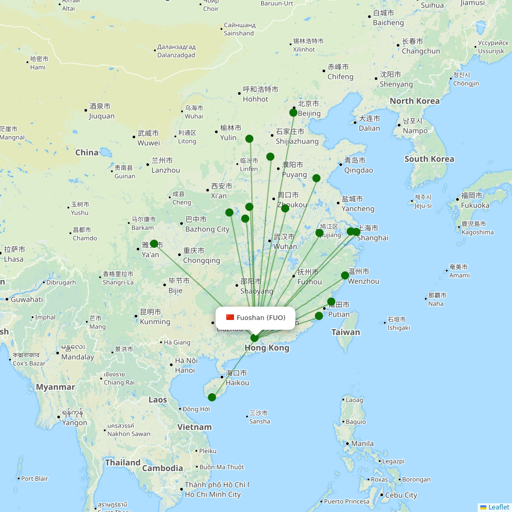 Route map over FUO airport