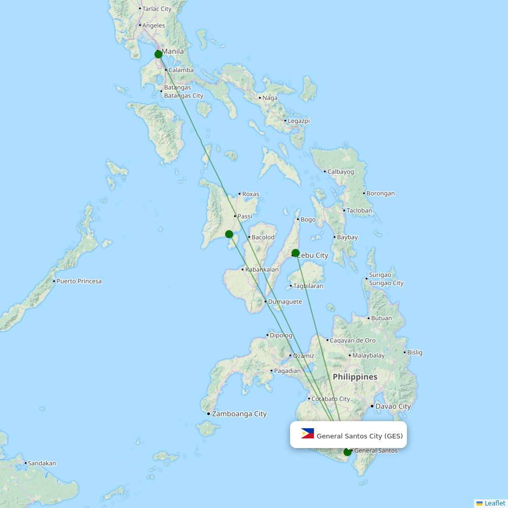 General Santos International Airport destination map