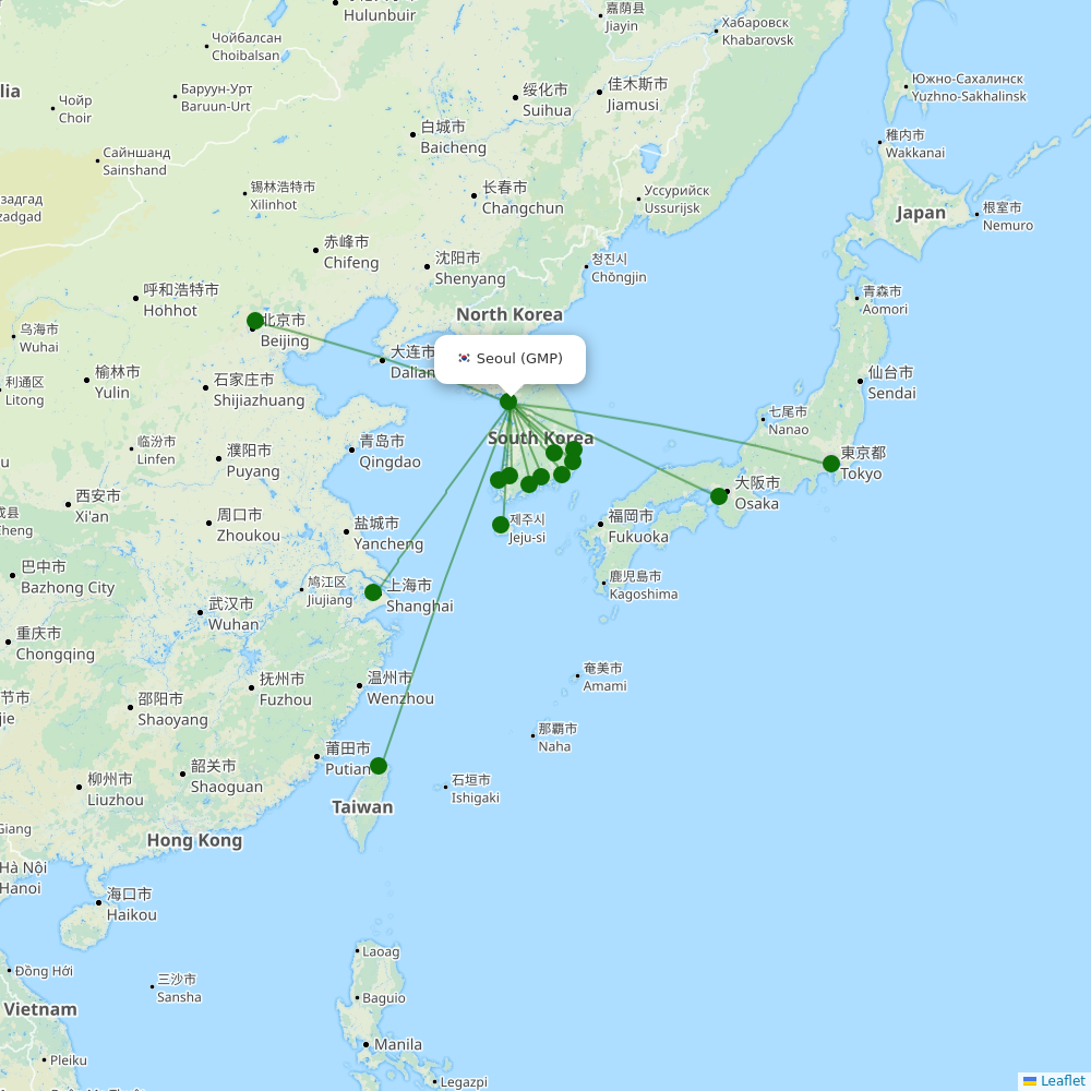 Route map over GMP airport