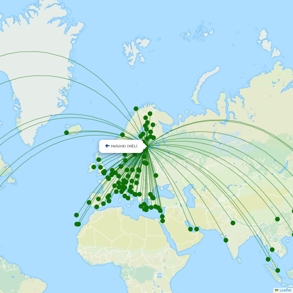 Helsinki Airport destination map