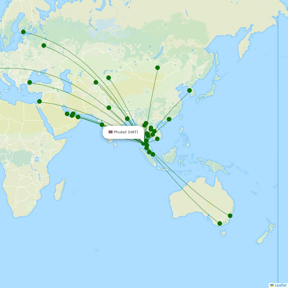 Route map over HKT airport