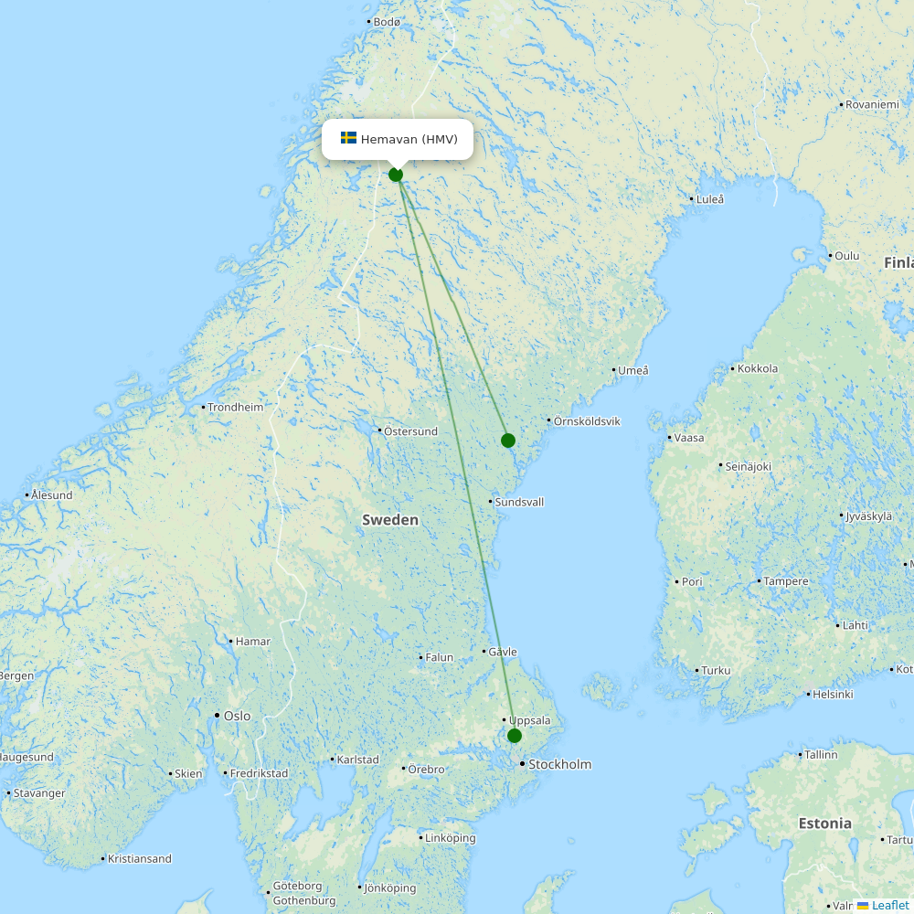 Route map over HMV airport