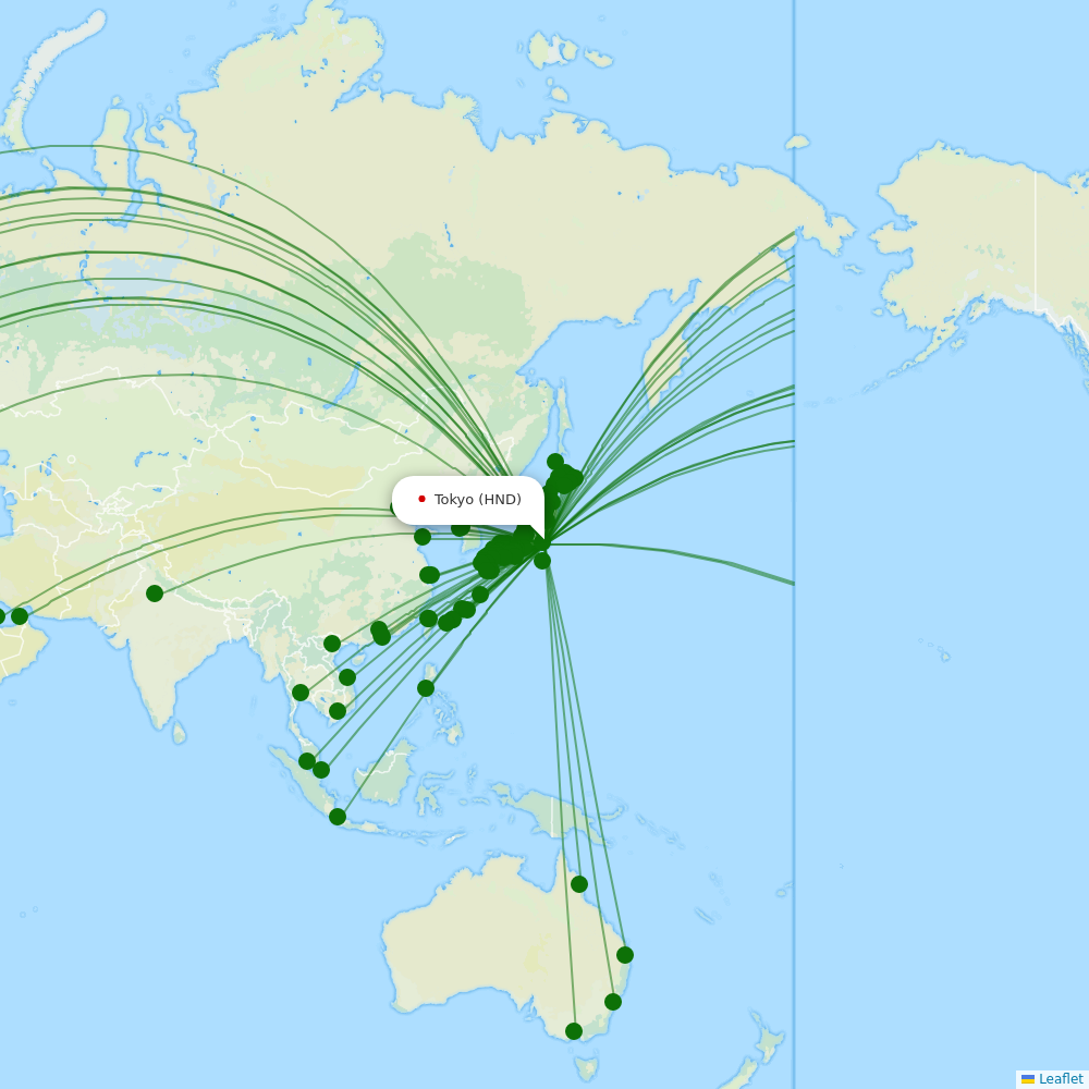 Route map over HND airport