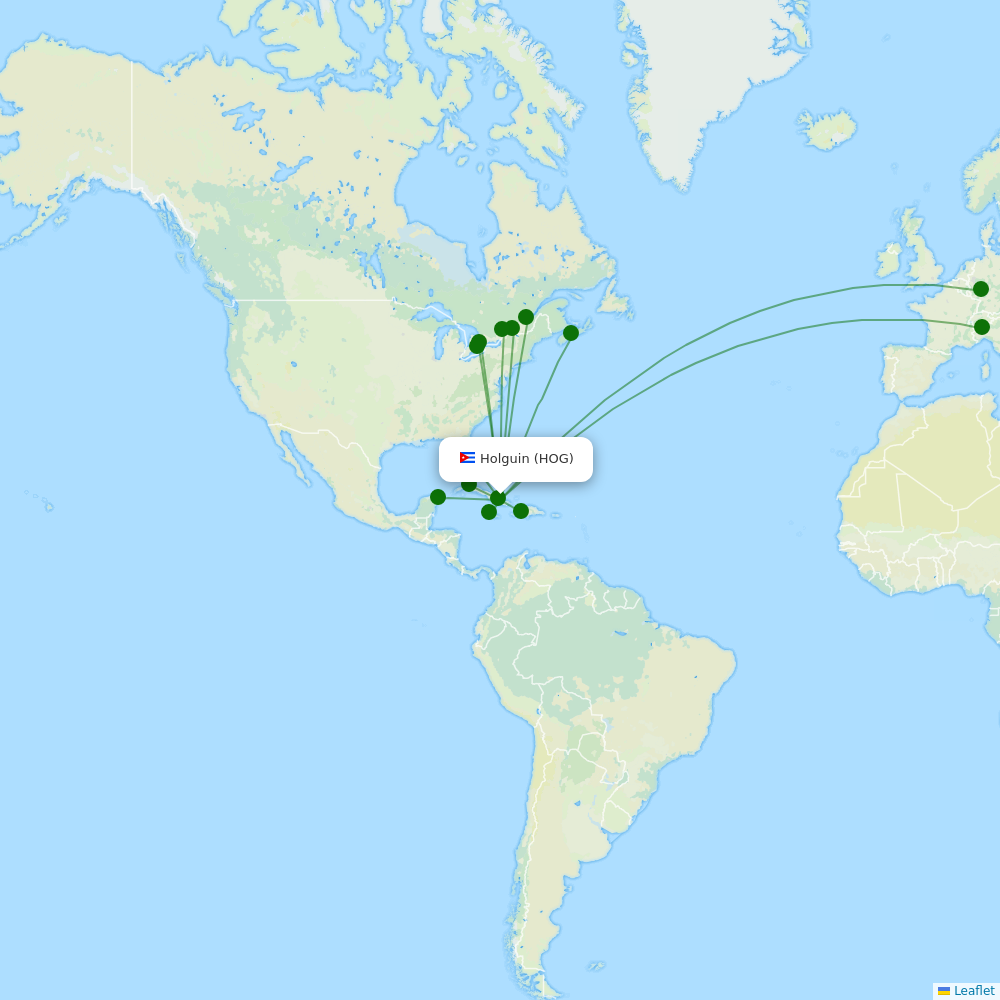 Route map over HOG airport