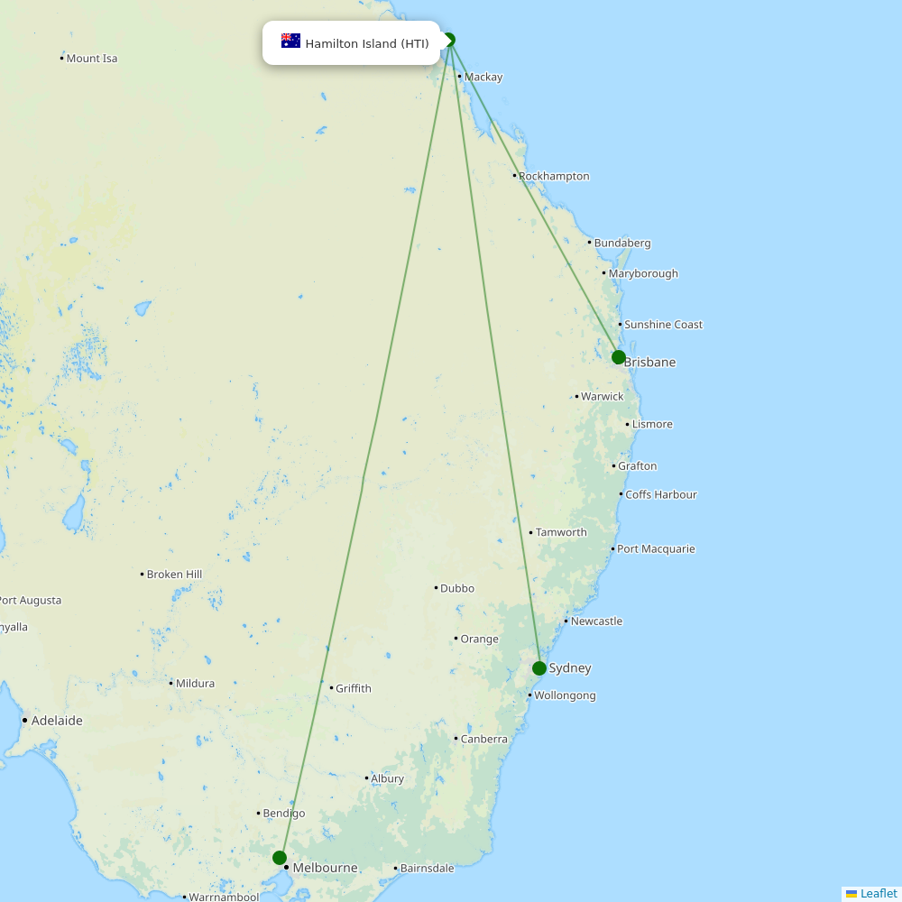 Route map Hamilton Island  HTI airport