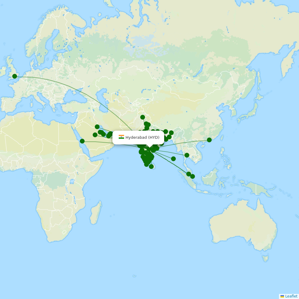 Rajiv Gandhi International Airport destination map