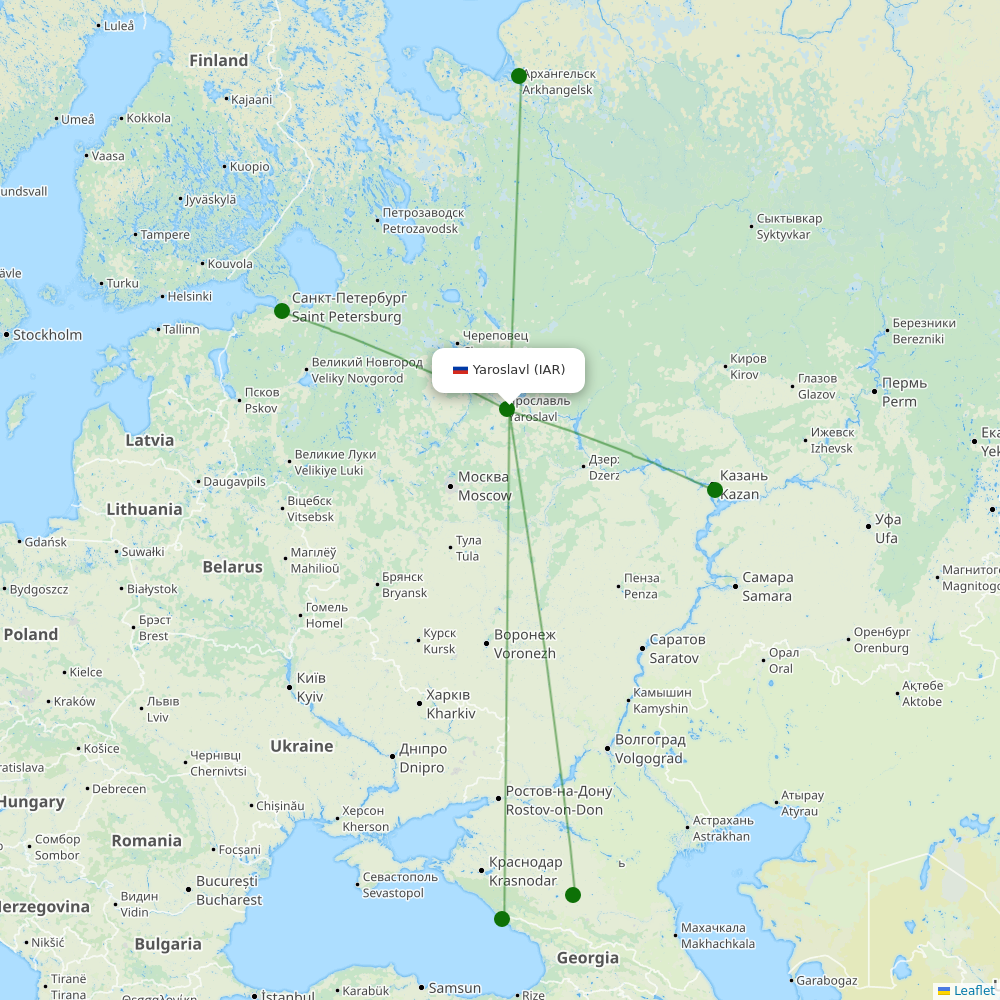 Yaroslavl destinations | 5 routes (2024) | Airport Information