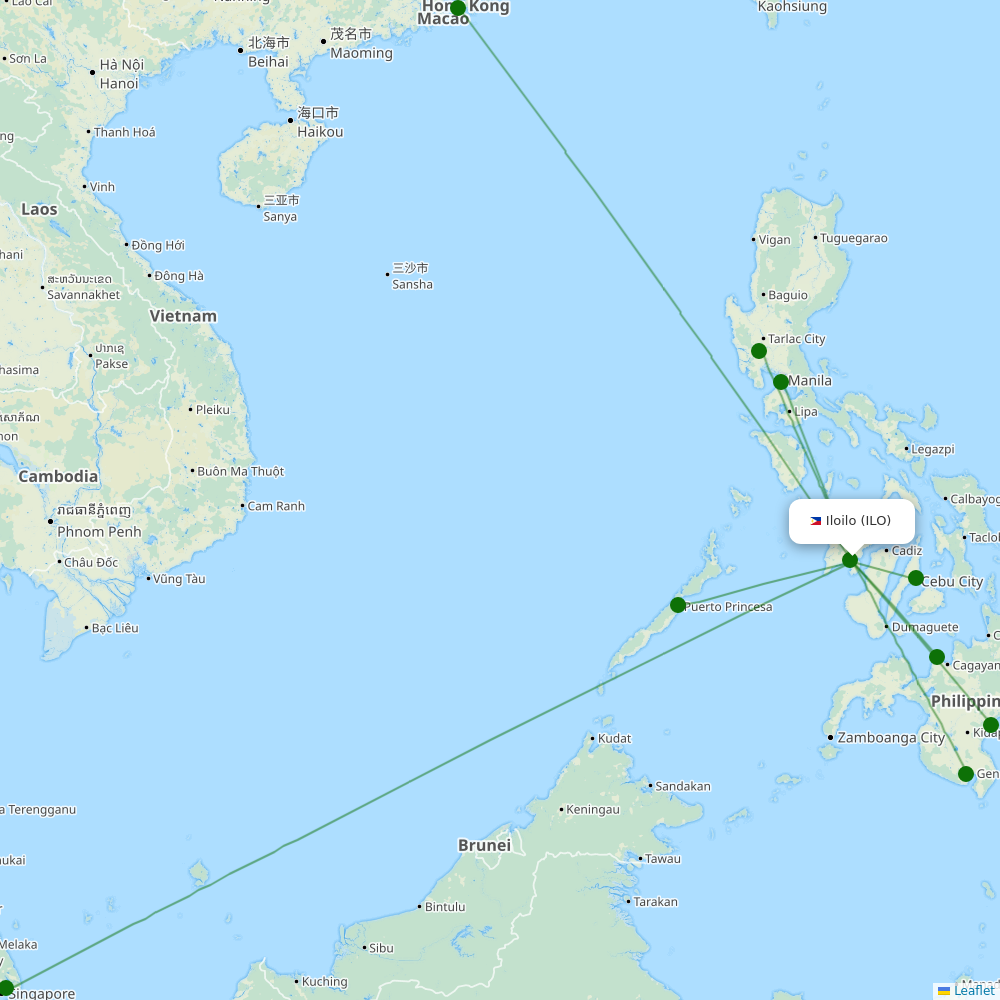 Iloilo International Airport destination map