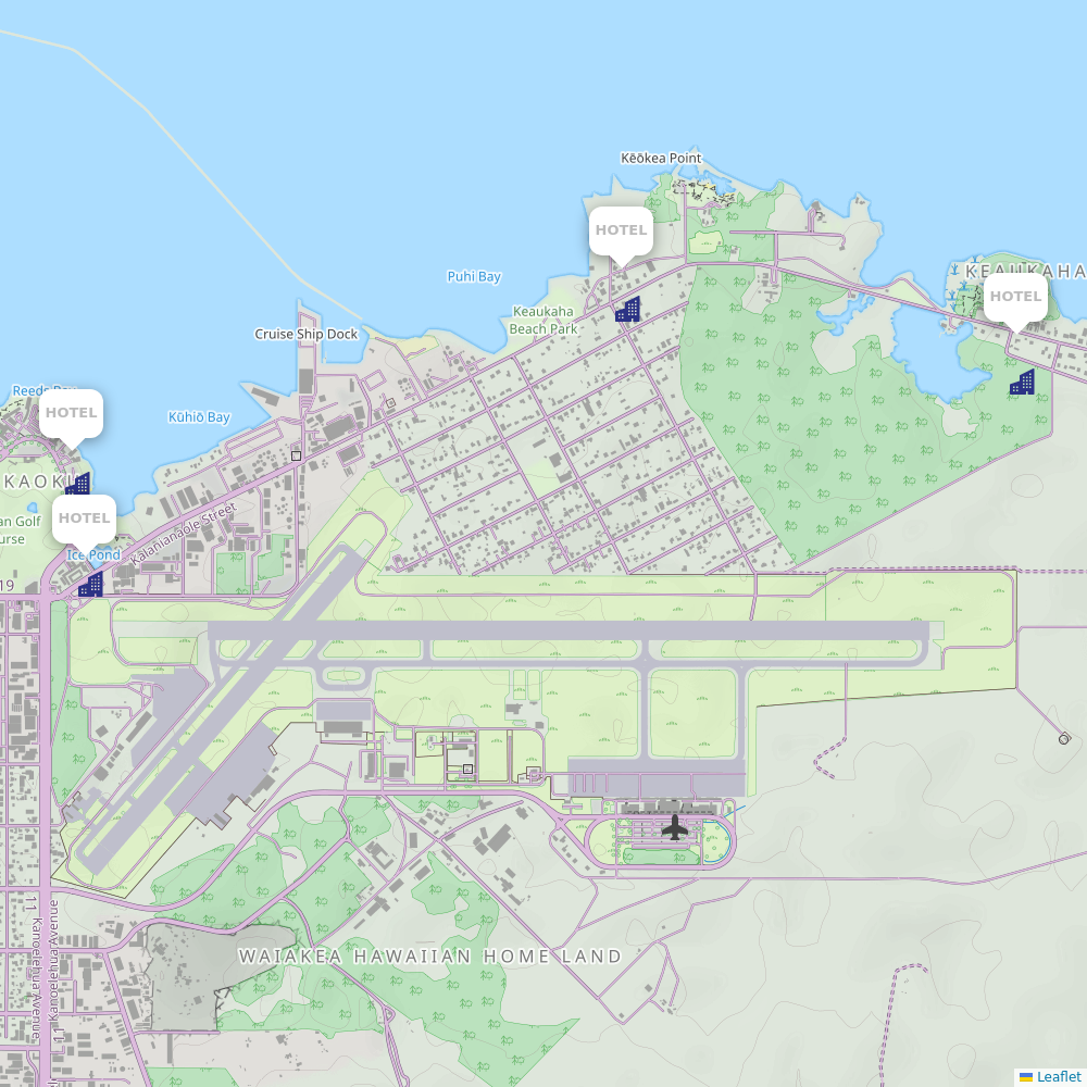 Hilo International (ITO) airport hotels | Airport Information