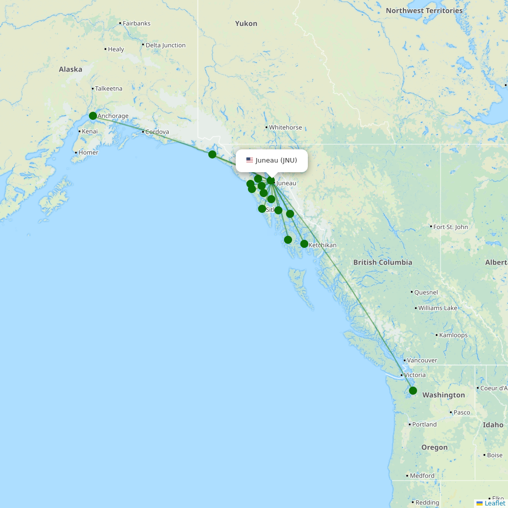 Juneau International destination map