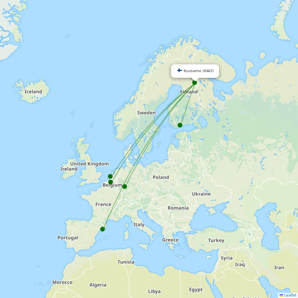 Kuusamo destination map