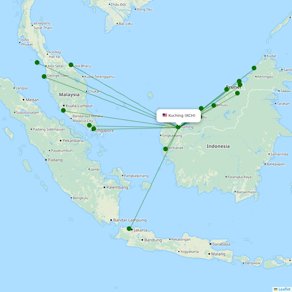 Route map over KCH airport