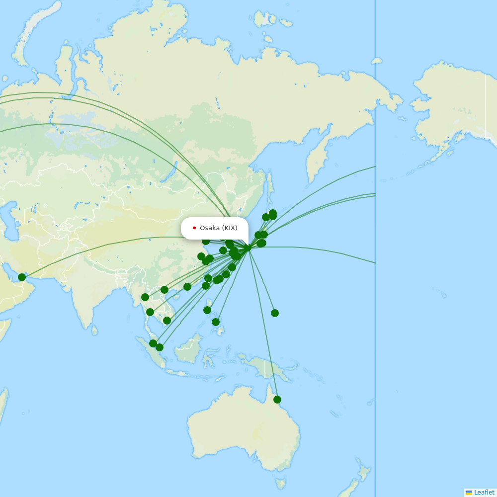 Kansai International Airport destination map