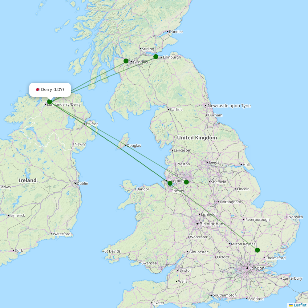 Route map over LDY airport