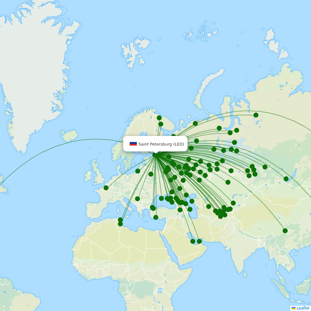 Pulkovo Airport destination map