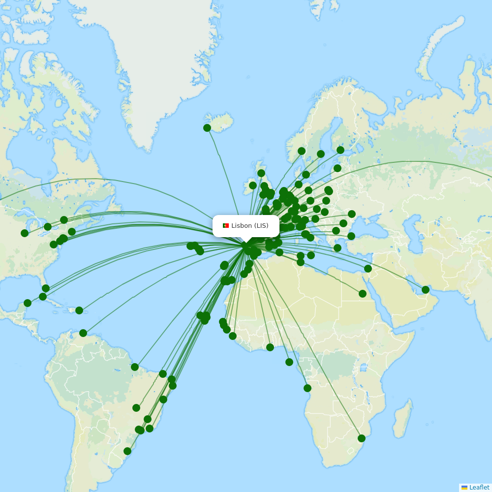 Route map over LIS airport