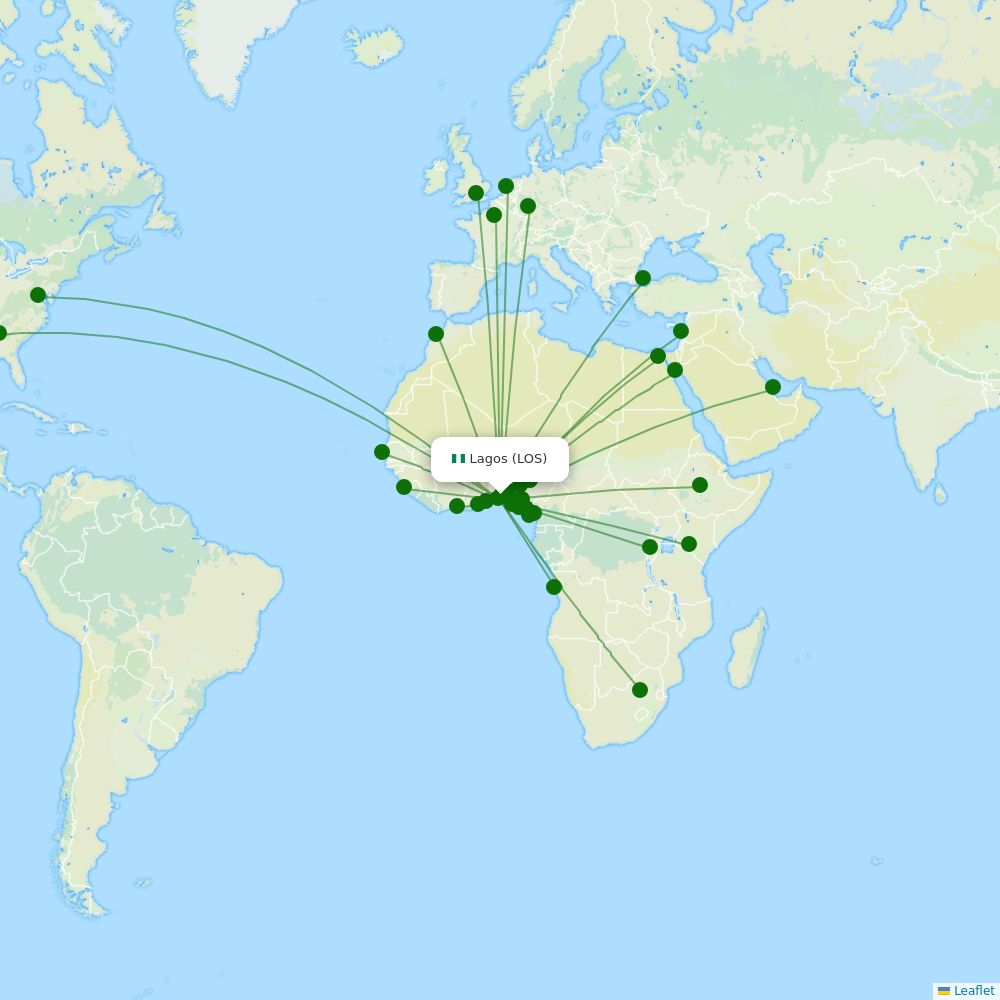 Lagos Murtala Muhammed destination map